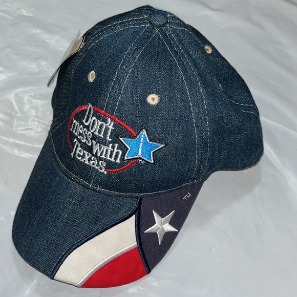 Don’t Mess With Texas new blue DENIM JEAN HAT Billed Cap Adjustable  WHITE BLUE - Picture 4 of 12